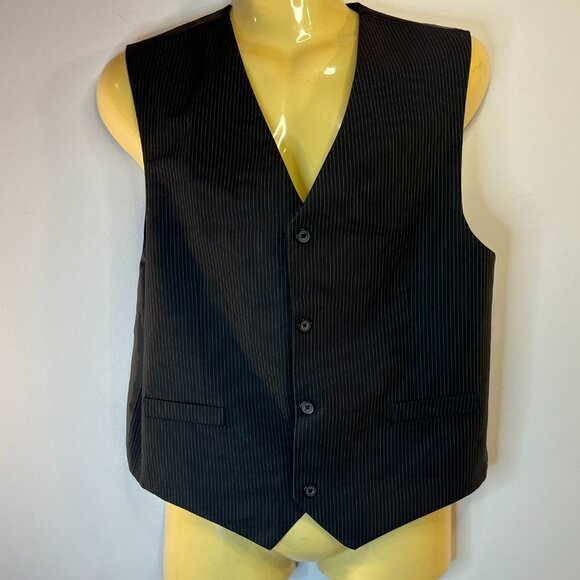 Van Heusen Boy's Black Reversible Solid / Pinstripe Suit Vest - Size XL (18/20) - Picture 3 of 4